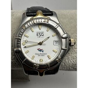 ESQ‎ Esquire By Movado Mens Watch New Battery 300242B 37MM 8" Leather Band E60